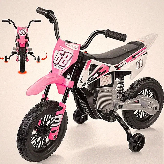 12V Kids Dirt Bike with Twist Grip Throttle Electric Motorcycle 2 Training Wheel