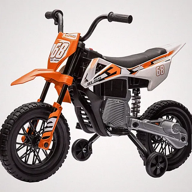 12V Kids Electric Motorcycle Twist Grip Throttle Training Wheels Rear Suspension