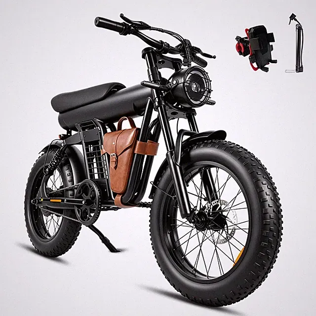 20in Fat Tire Electric Bike 1200W Peak Motor 45Miles for Adult 48V Offroad Ebike