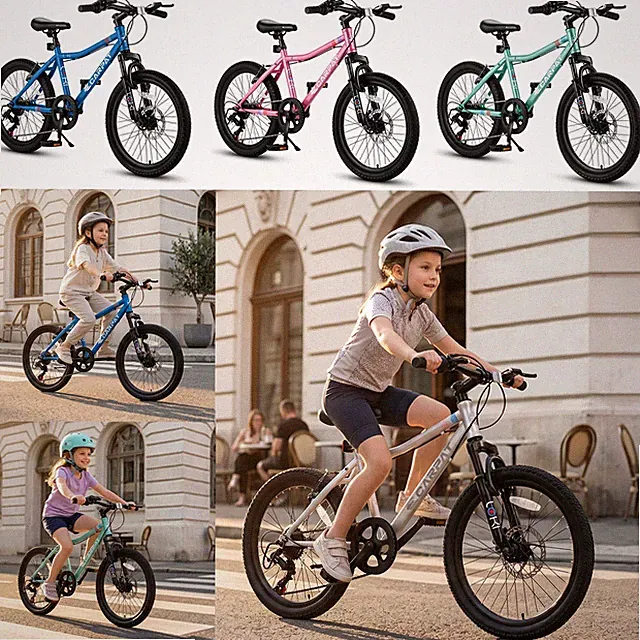 20in Kids Mountain Bike Outdoor Bicycle with Front Suspension Bike 7-Speed Bike