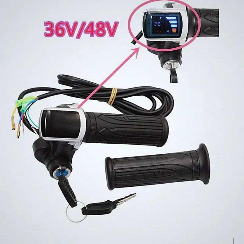 36-48V E-Bike Twist Throttle Electric Scooter Bicycle Grip Handlebar LED Display