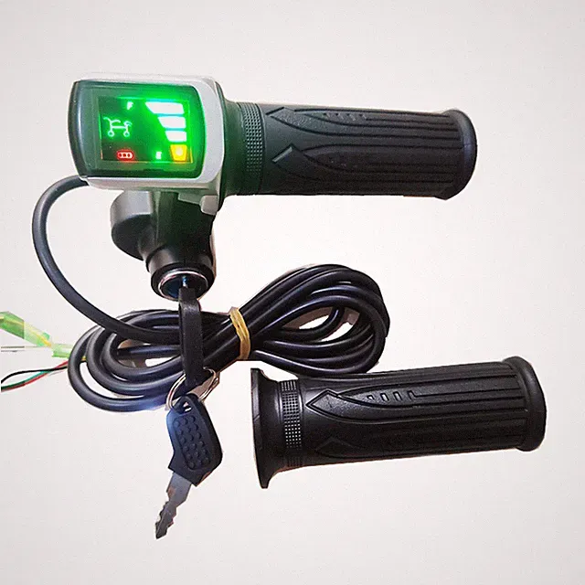 36V/48V Electric Bicycle Scooter Twist Throttle Handle Grip Cable w/ LCD Display