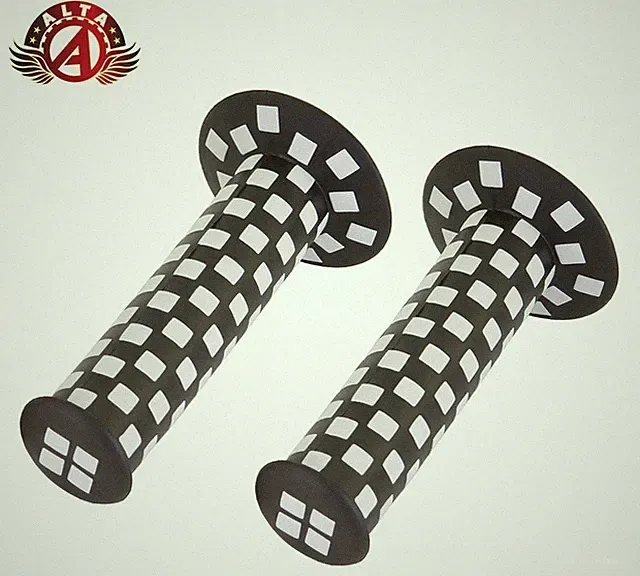 ALTA Checker Grips 7/8” x 124mm Black/White – Vintage BMX Cruiser Chopper Style.