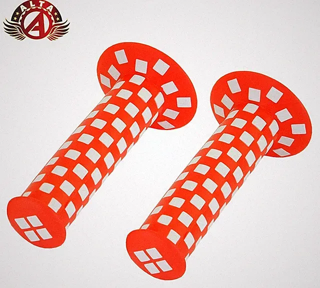 ALTA Checker Grips 7/8” x 124mm Red/White – Vintage BMX Cruiser Chopper Style.