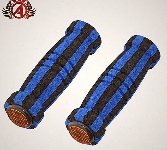 ALTA Short Bicycle Grips 7/8" Handlebar 127mm BLK/Blue Foam Comfort Cruiser/BMX.