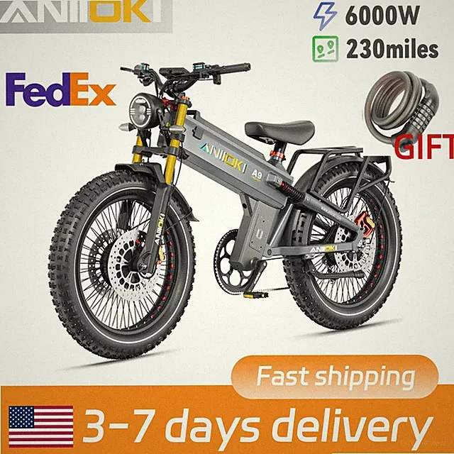 Dual Motor Ebike 6000W AWD Electric Bike for Adults 26" Fat Tires 45MPH MTB UL