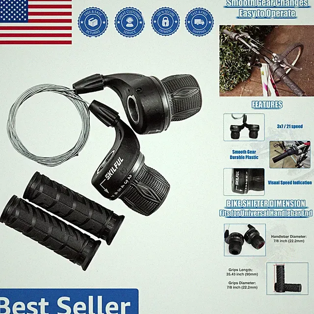 Durable 21-Speed Bicycle Twist Shifter with Handle Grips - Easy Installation