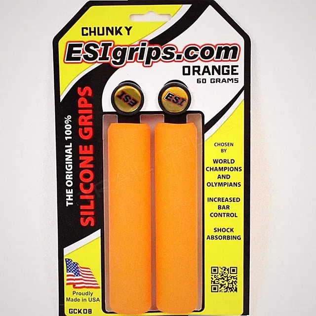 ESI Chunky Orange 100% Silicone MTB Bike Grips Shock Absorbing 32mm / 130mm