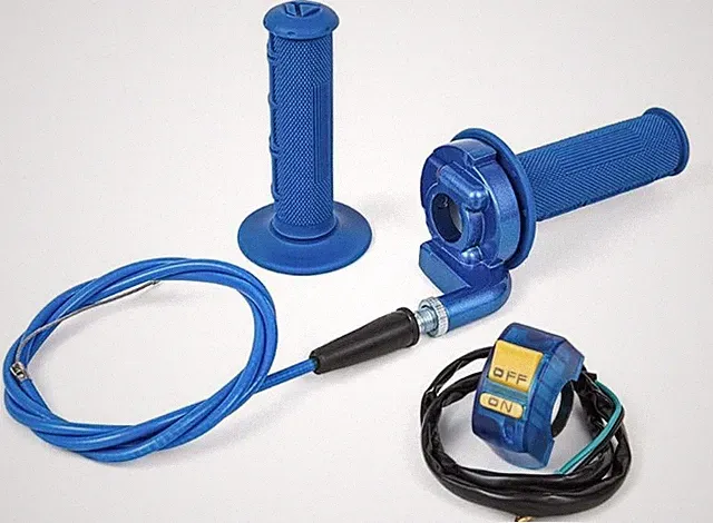 New 7/8" 22mm Twist Throttle Accelerator Handle Grips and Cable Se Color: blue