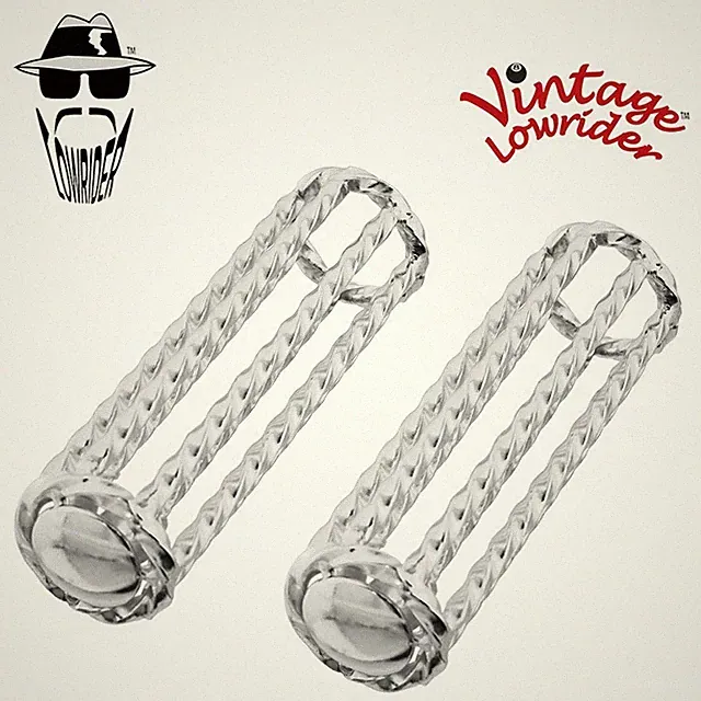ORIGINAL F&R LOWRIDER Twisted Chrome Handlebar Bike Grips Cruiser Custom Bicycle