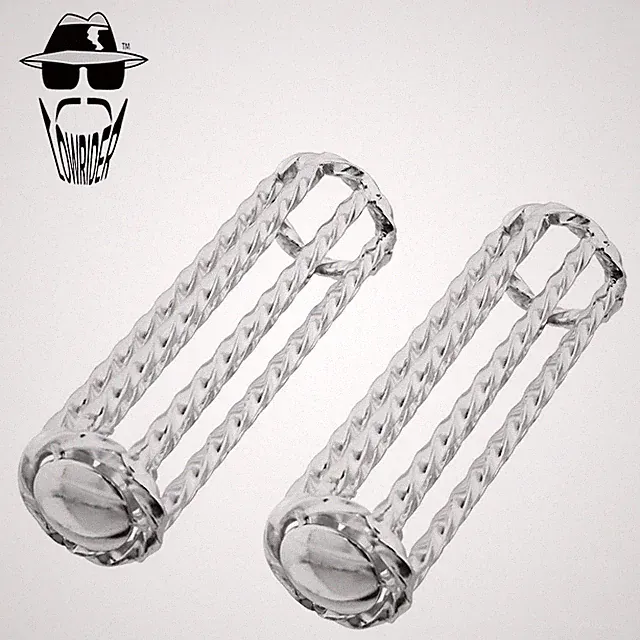 ORIGINAL LOWRIDER Chrome Square Twisted 7/8"x 112mm Custom Bicycle Cruiser Grips