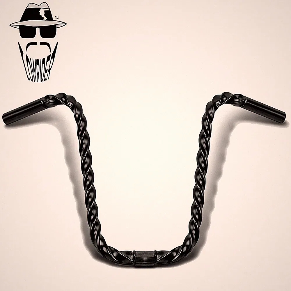 ORIGINAL LOWRIDER Hexagon Square Twist U-Shape Bicycle Handlebar 15” Rise Black.