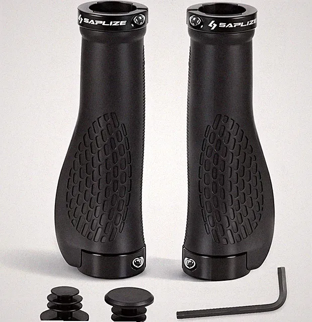 SAPLIZE Black Bike Handlebar Grips Aluminum Lock-On MTB BMX Scooter Ergonomic