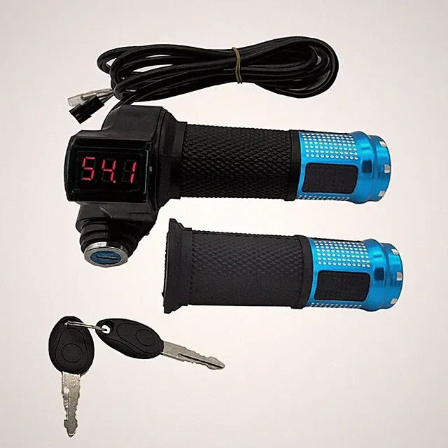 Universal Electric Bicycle Handlebar Ebike Throttle Grip Blue Twist Grip
